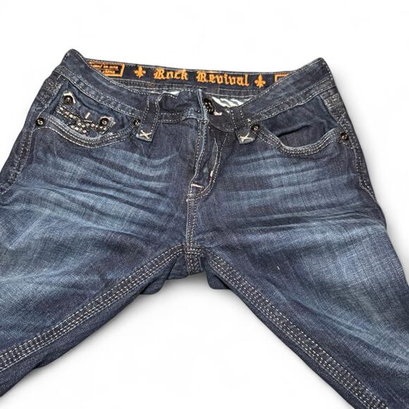 Rock Revival Women’s Size 28 Sora Bootcut Jeans Dark Wash Embellished Flap Pocke - Picture 4 of 7